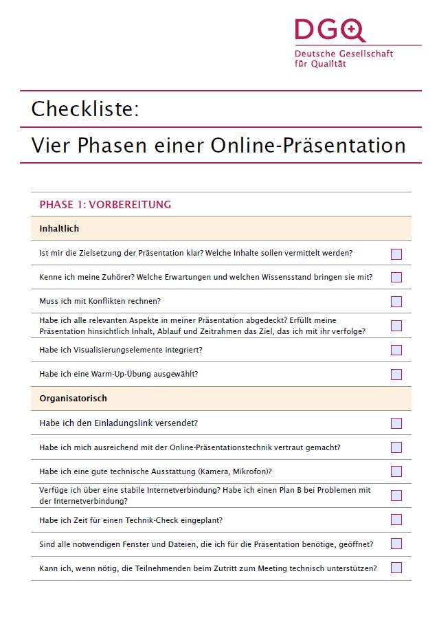 Checkliste Online-Präsentation